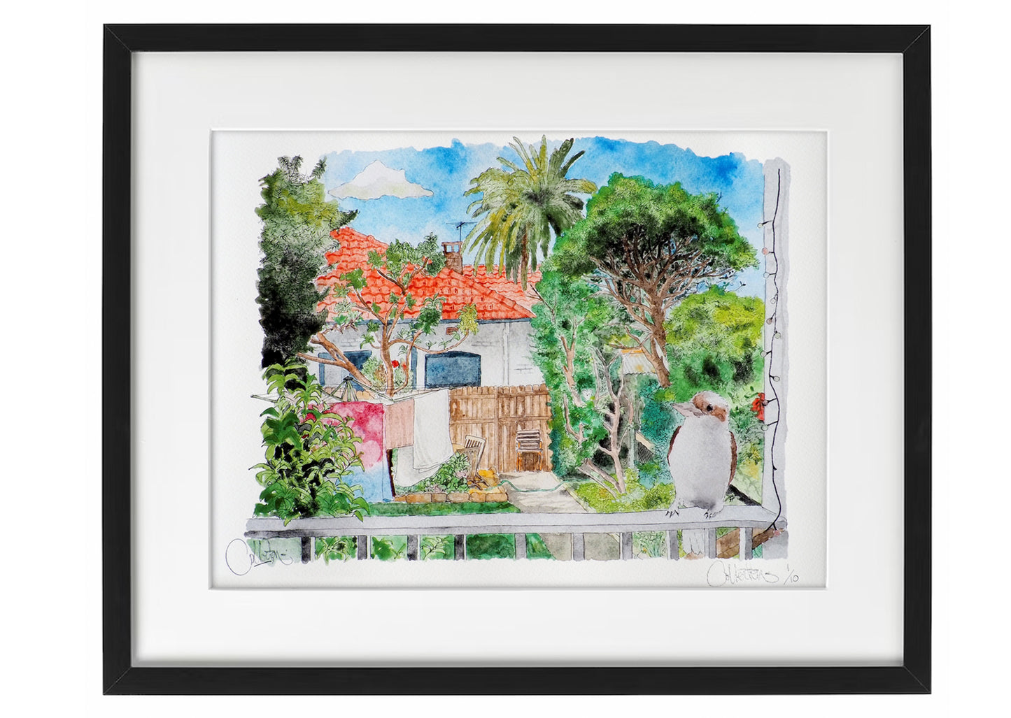 Backyard at 9 George with Kookaburra - Giclee Print